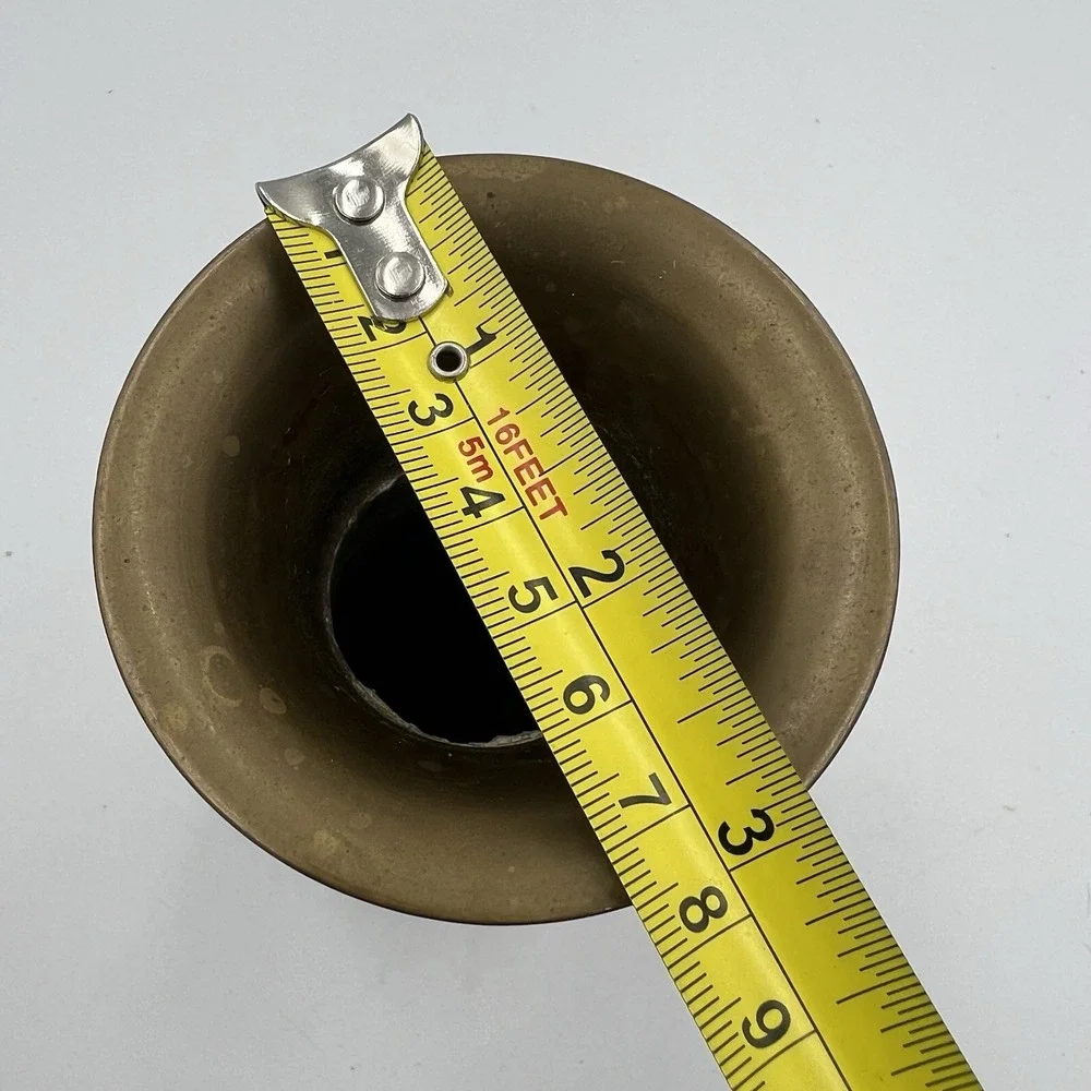 Vintage Etched Brass Vase 7.5